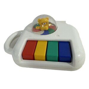 Combi Kids White Piano Musical Toy Rainbow Keys Bear Vintage - Tested